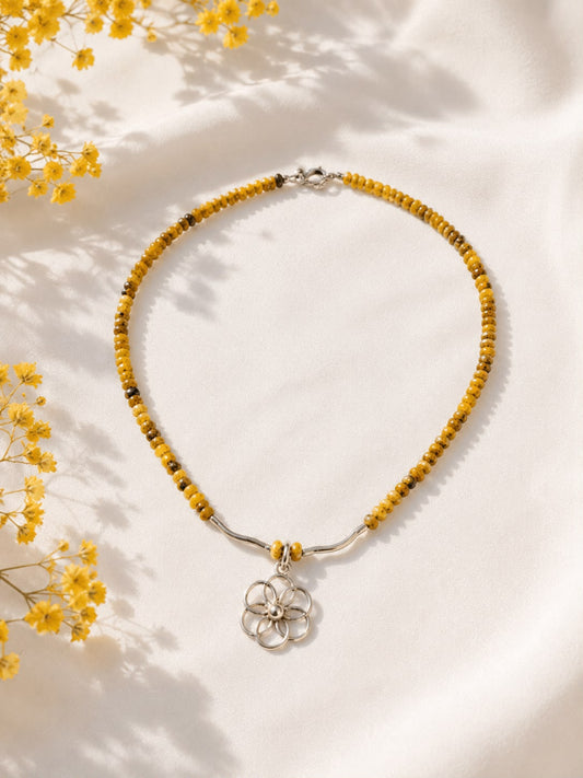 Collana Solare in Pietre Agata Sfaccettata e Argento 950