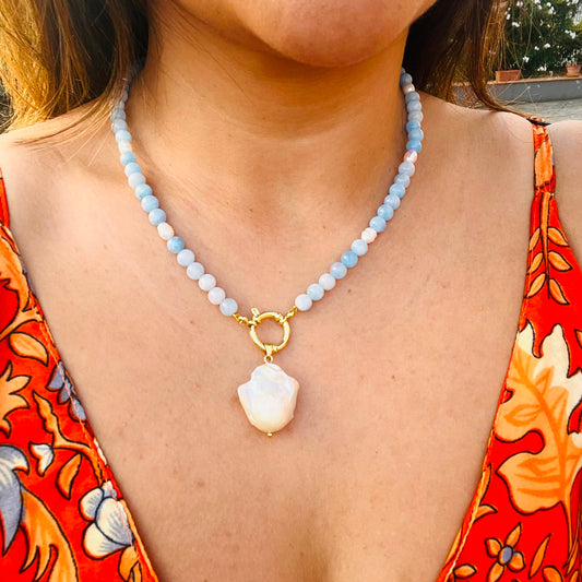 Collana Serena con ciondolo in  Perle Barocca